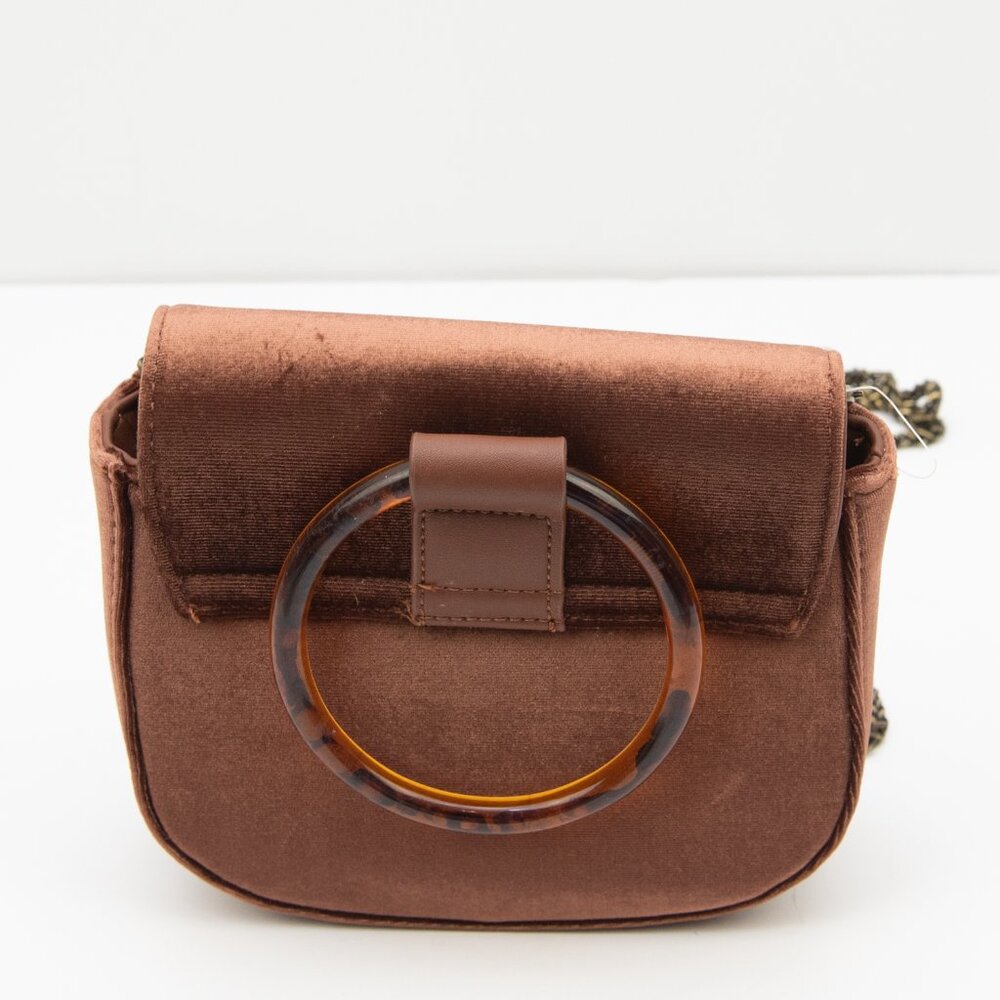 Anthropologie Simone Velvet Purse Crossbody Lucite Tortoise Bag Brown New - Picture 3 of 7